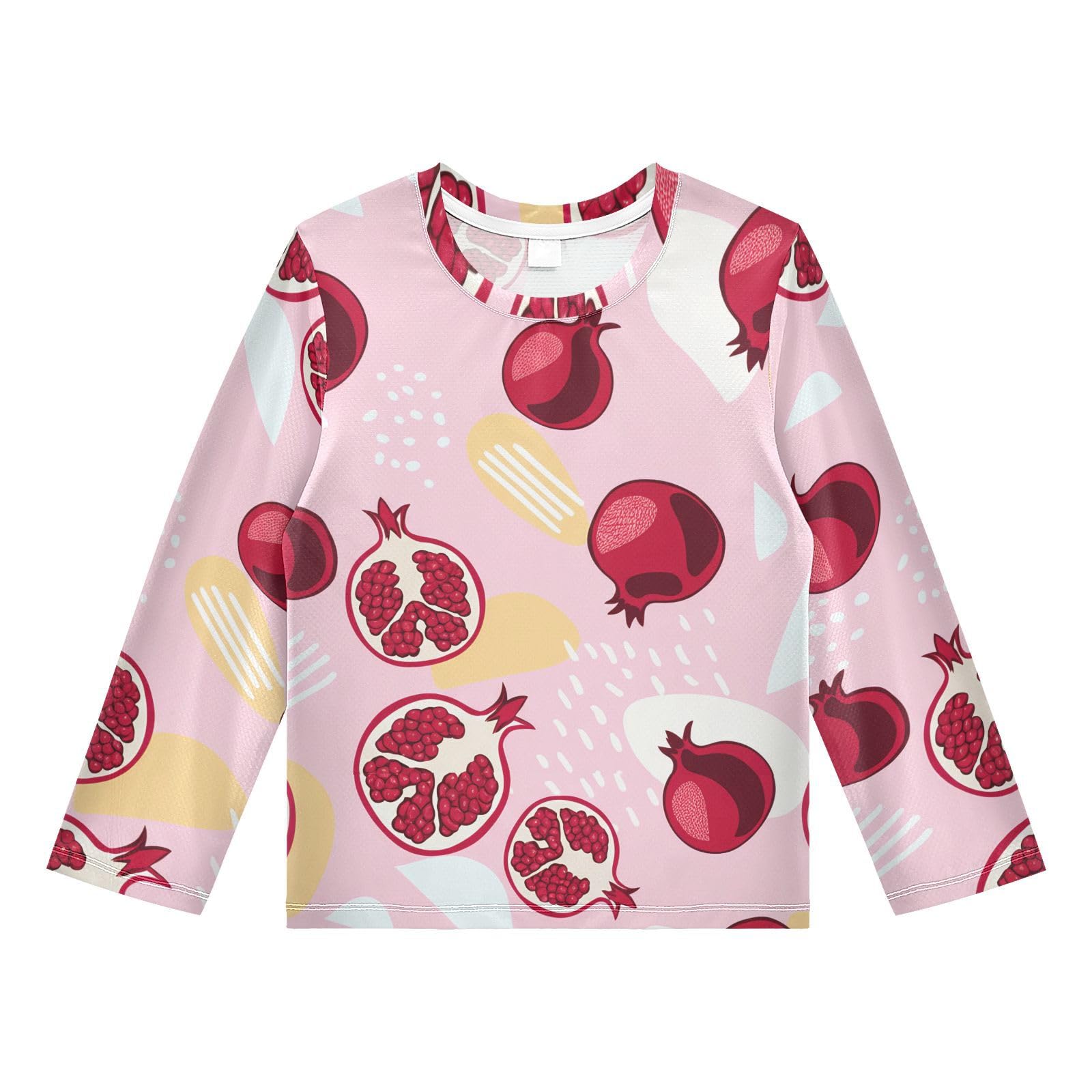 Pomegranate Fruit Pink Rash Guard Shirt for Boys Sun Protection Shirt for Beach Pool Sport UPF50+ 5-6T