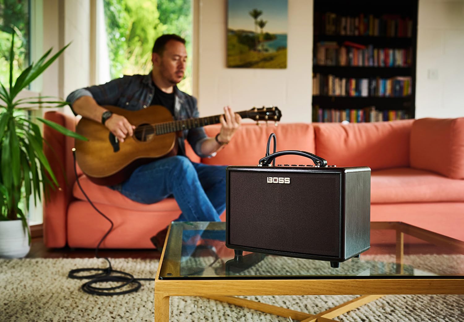 Boss AC-22LX Tragbarer Akustikverstärker für Gitarre und Gesang + keepdrum Klinkenkabel