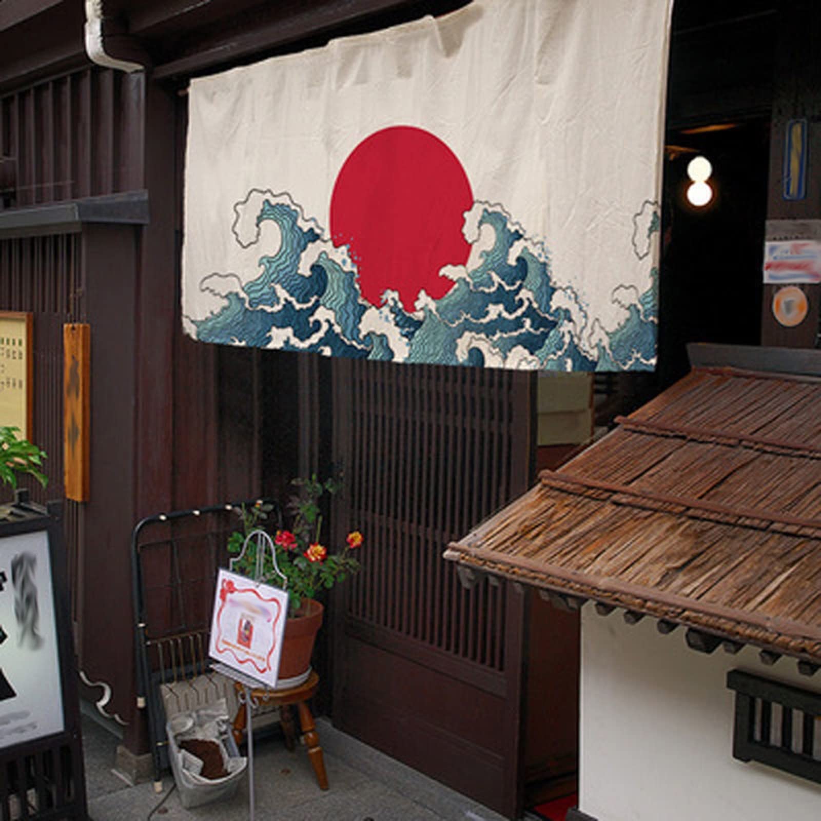 Rideau noren japonais de restaurant sushi pour décoration de porte - Modèle C 140x70cm