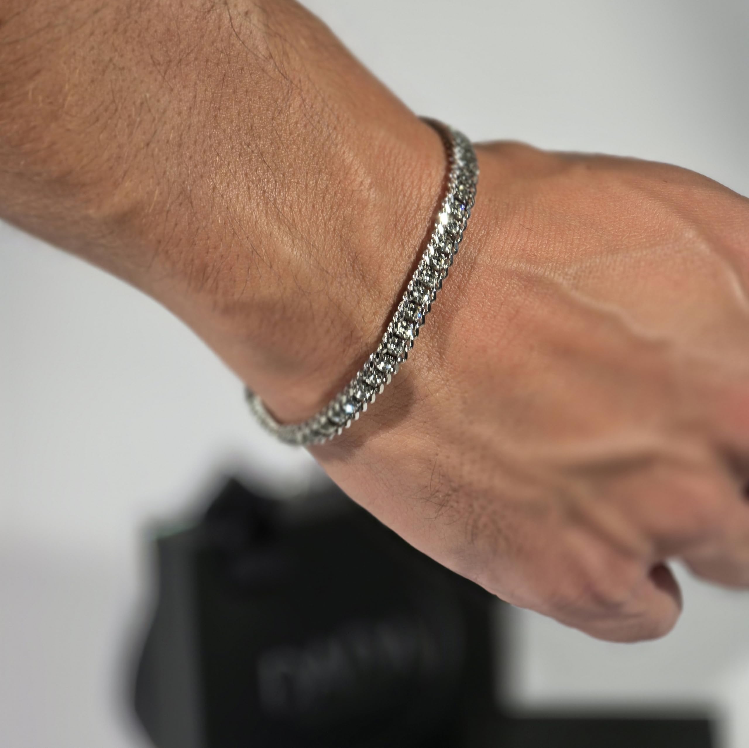 Dada Gioielli - Bracciale Tennis e Grumetta in Acciaio inossidabile da Donna e da Uomo. Design Elegante e lunghezza Regolabile, Idea Regalo per Lei e per Lui