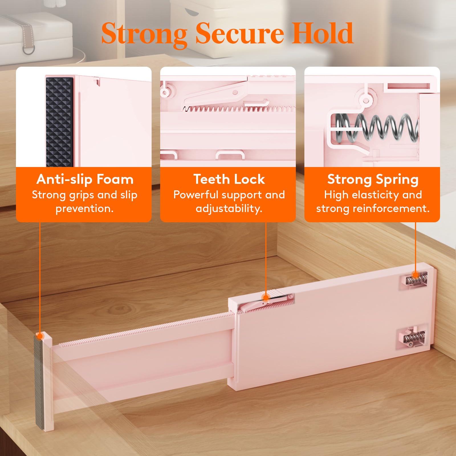 Lifewit Confezione da 9 divisori per cassetti alti 10,2 cm, regolabili da 27,9 a 43,2 cm, separatori espandibili per comò in camera da letto, bagno, cucina, frigorifero, ufficio, organizzazione e
