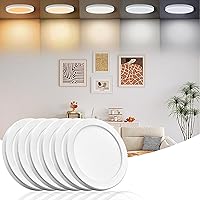 Vista 19 de Lámpara de techo LED de 7 pulgadas, montaje empotrado, atenuable, luz de techo plana redonda ultra delgada de 5000 K, luz diurna, lámpara de techo
