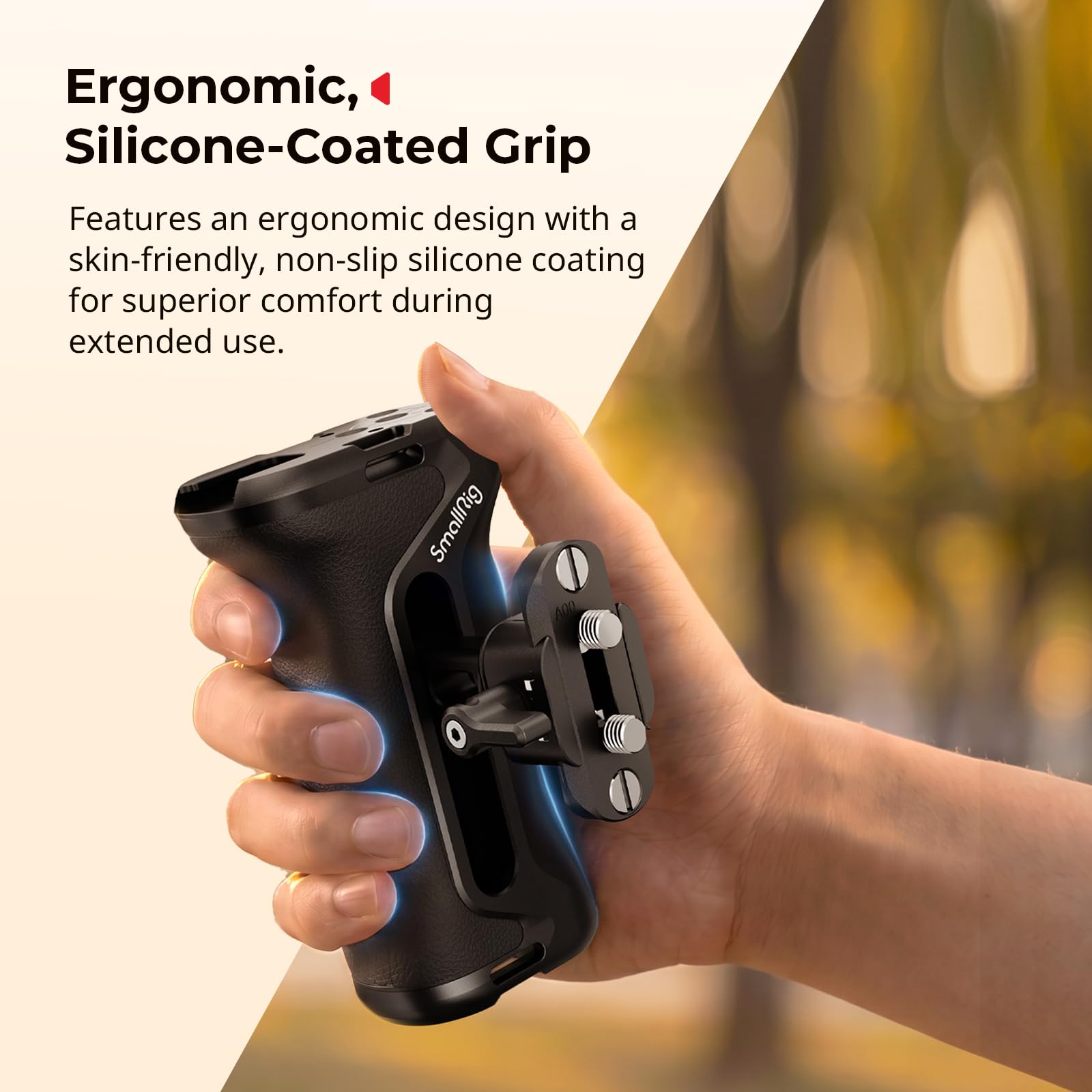 SMALLRIG Empuñadura Lateral de Aluminio con Pinza NATO, Agarre Ergonómico Universal con Rosca 1/4"-20, Zapata Fría, Ajuste Vertical 36mm, Incluye Riel NATO - 5952