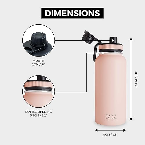 Miniatura 3 de BOZ Botella de agua de acero inoxidable Botella de agua aislada al vacío de 32 onzas Botella de agua deportiva sin BPA de boca ancha para gimnasio