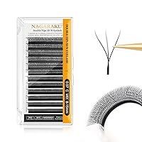 Vista 84 de NAGARAKU Extensiones de pestañas Double Tips 4D W, suministros con puntas dobles, gruesas con rizado D de 0.07 mm, bandeja mixta 8-15 mm