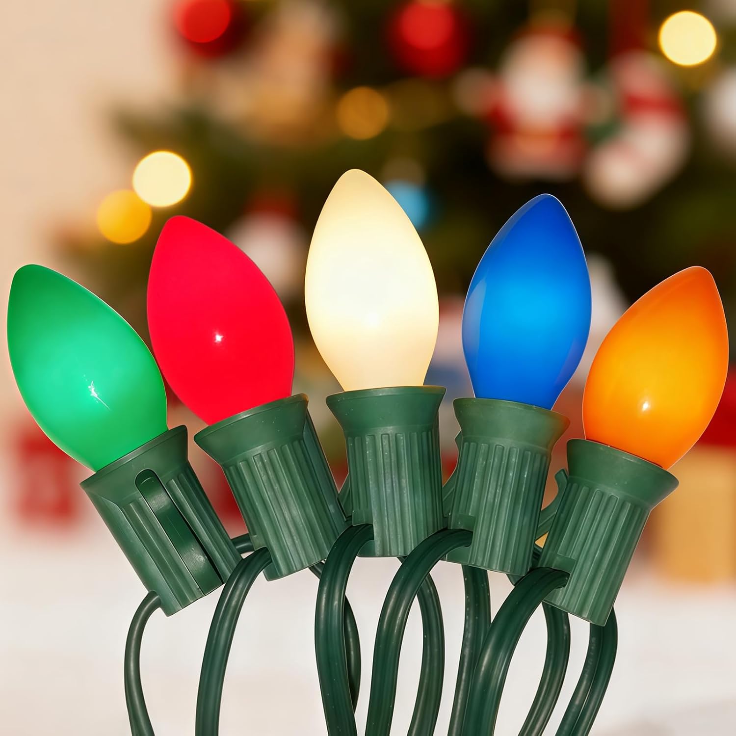C7 LED Christmas Lights Outdoor 25Ft Vintage Christmas Lights with 27 Shatterproof Colored LED Bulbs(2 Spare), Connectable Old Fashioned Xmas Light for Patio Holiday Party Wedding Xmas Tree Decor