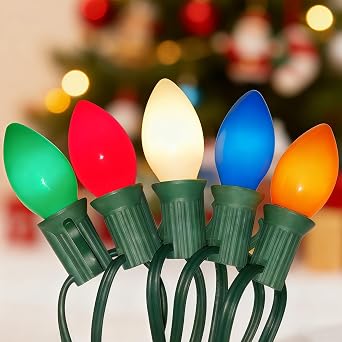 C7 LED Christmas Lights Outdoor 25Ft Vintage Christmas Lights with 27 Shatterproof Colored LED Bulbs2 Spare, Connectable Old Fashioned Xmas Light for Patio Holiday Party Wedding Xmas Tree Decor