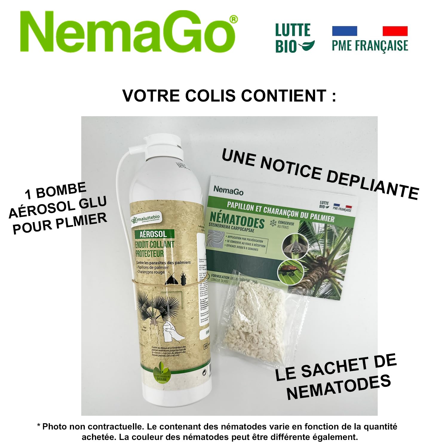 Nématodes Traitement contre le Papillon du Palmier et le Charançon Rouge - Traiter 1 à 3 Palmiers - Anti vers et larves (+ glu palmier) (+ Bombe Aérosol traitement Palmier)