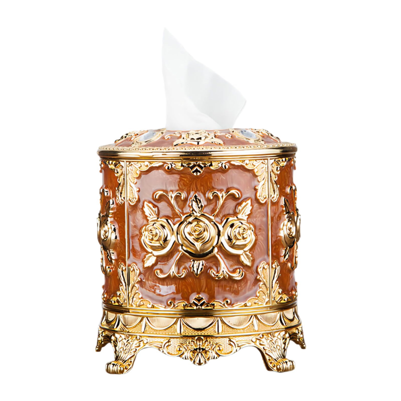 Zxfdsfdbnm Decorative Enameled Round Tissue Paper Holder Sturdy PP Construction for Daily Use Elegant Dining Table Planner
