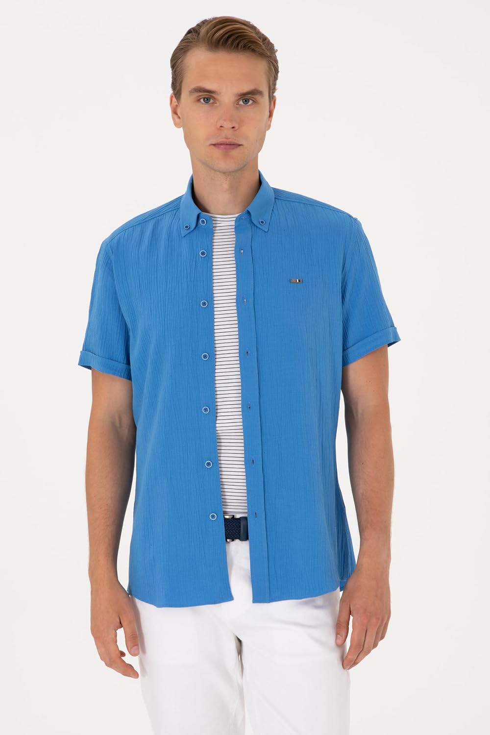 U.S. Polo Assn. Erkek İndigo Gömlek Kısa Kollu 50306328-VR028