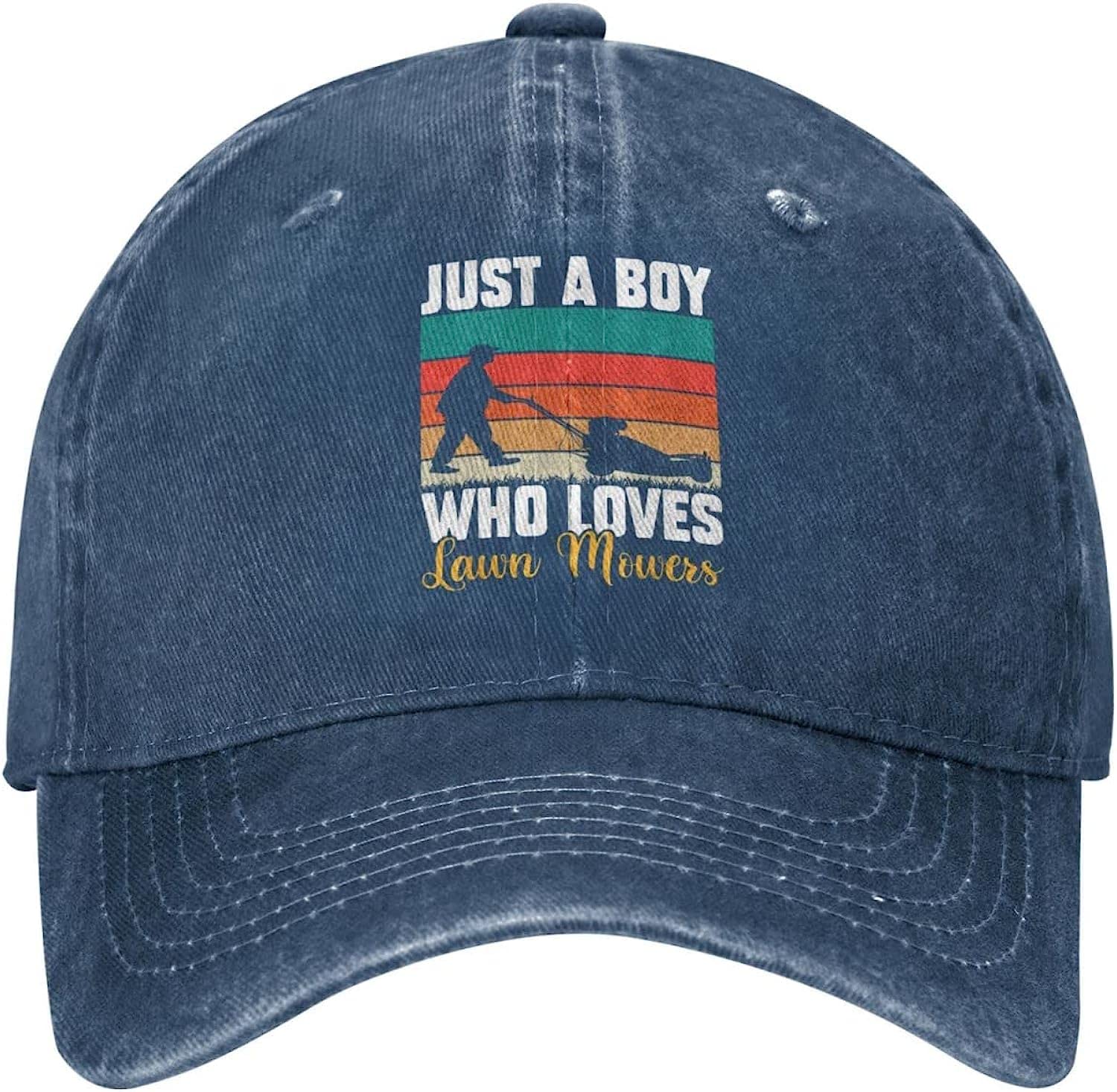 Loujin Unisex Kids Navy Blue Baseball Cap Lawnmower Lover Hat Cap Just A Boys Who Loves Lawn Mowers Cap For Men Baseball Caps Sun Hat