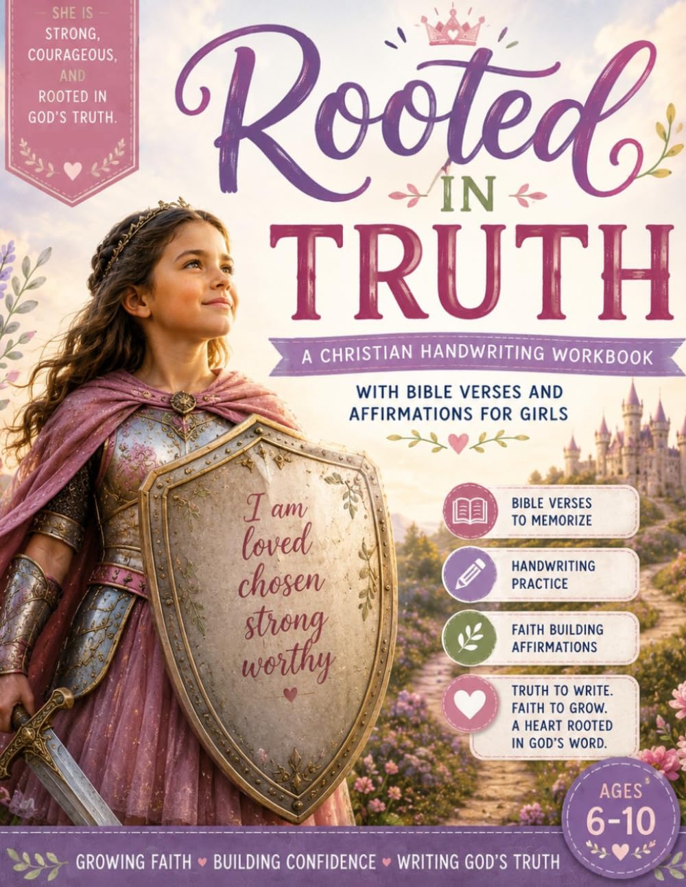 Rooted in Truth: A Christian Handwriting Workbook with Bible Verses and Affirmations for Girls