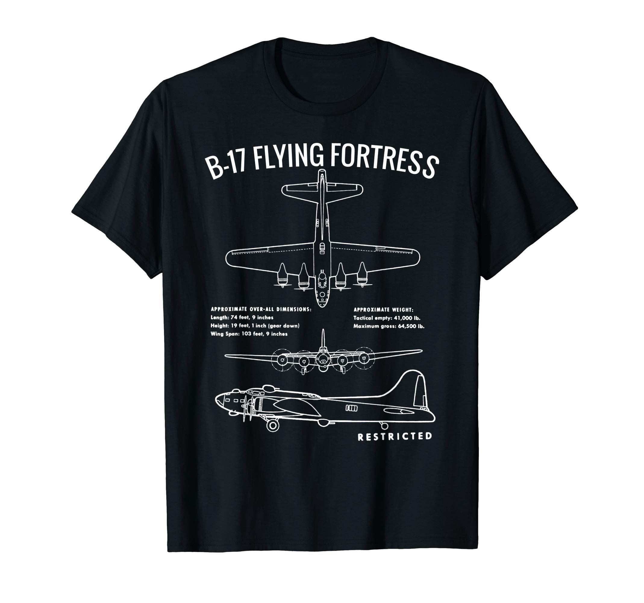 Vintage WWII B-17 Flying Fortress T-Shirt ARTWorld War 2 B-17 Bomber WW2 Warplane-B17 Flying Fortress T-Shirt