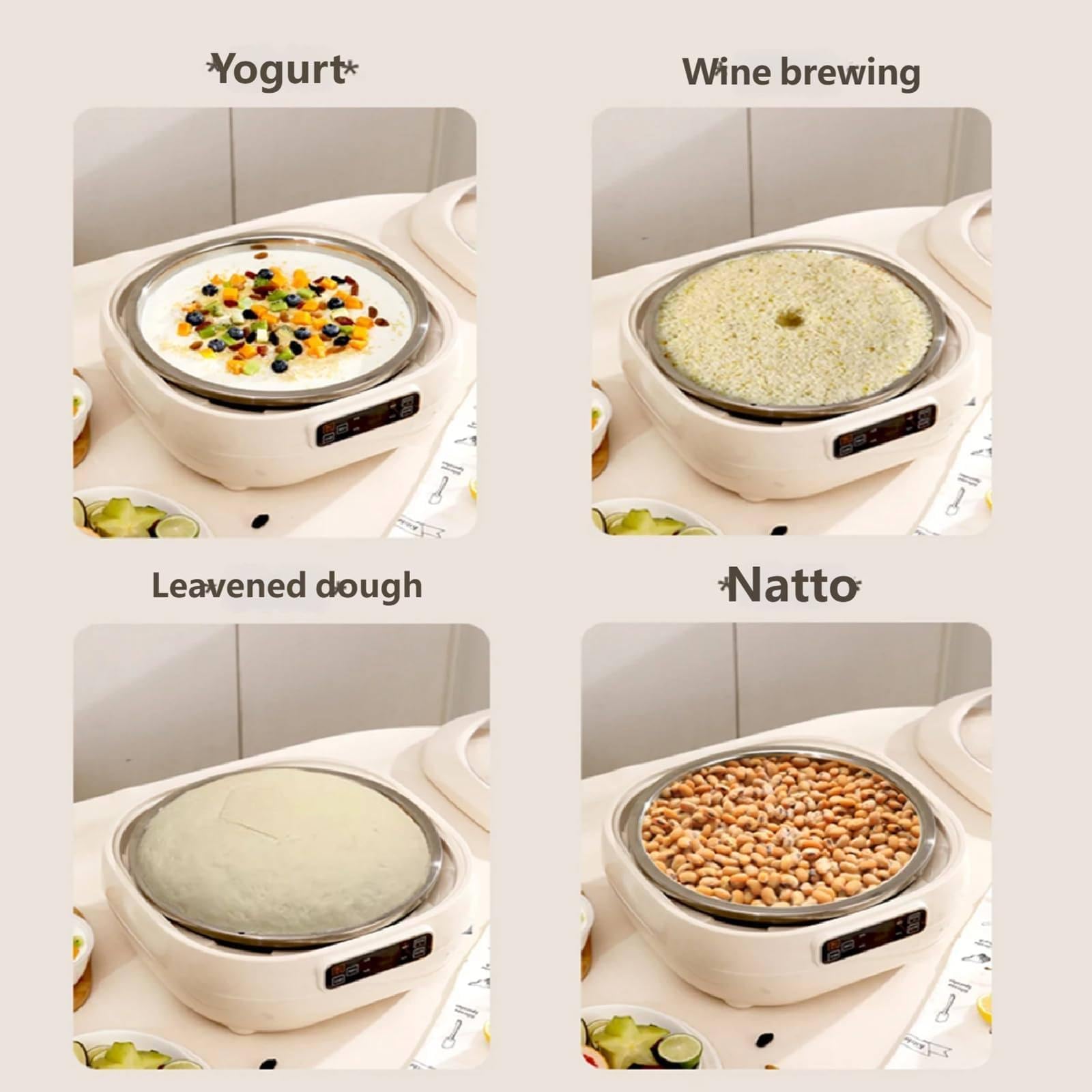 Elektryczna Maszyna Do Wyrastania Ciasta, 5-Litrowa Maszyna Do Fermentacji Natto Z Wyświetlaczem Lcd, 12-Godzinny Opóźniony Start, Do Chleba Jogurtowego I Pizzy Natto Blue