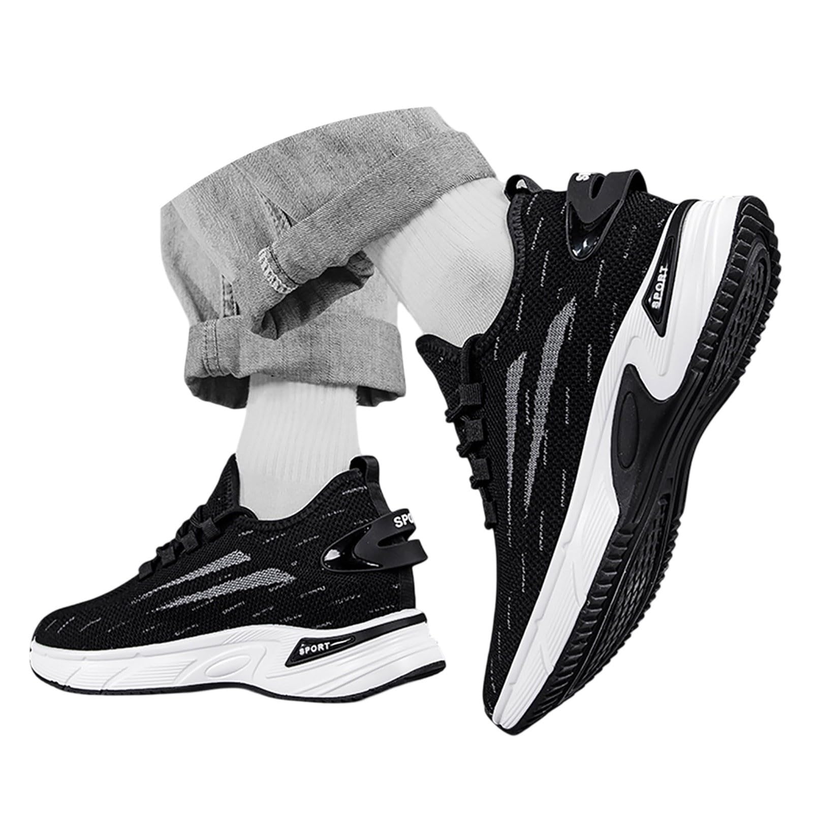 Elevator Shoes - Zapatillas de deporte para hombre, 10 cm, invisibles, de malla, transpirables, ligeras, cómodas, informales, para correr, correr, primavera, verano, Elevatorshoes