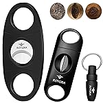 roygra Cigar Cutter Set (3 Pack), Cigar Accessories for Men - Stainless Steel Guillotine, Enlarged V-Cut Fit All Cigars, Punch Tool - Smoking Accessories, Portable Sharp Clean Cut - Black
