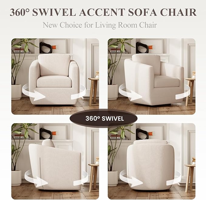 Sillón Giratorio Beige con Cojín - 2 Unidades miniatura 5