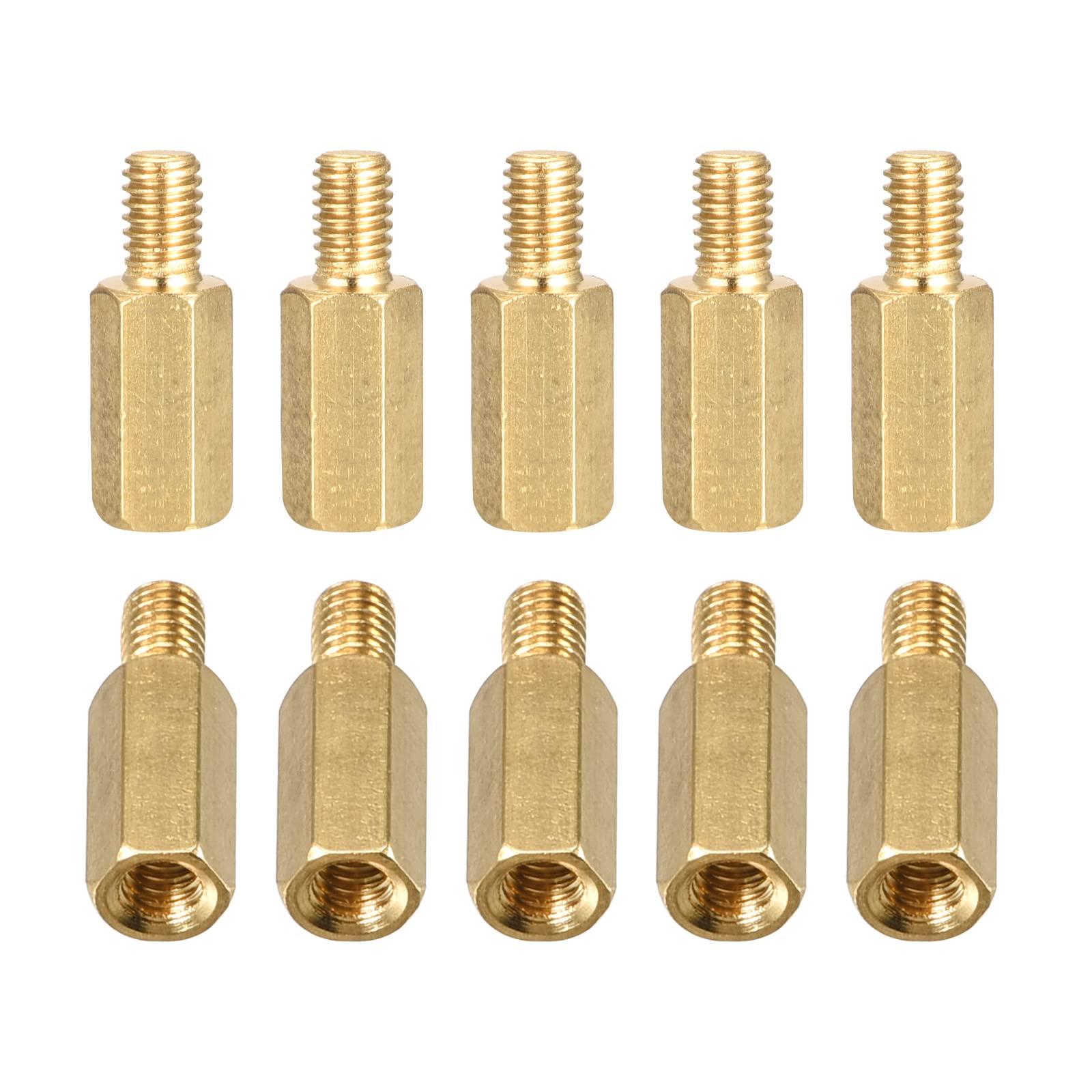 DTGN M4x12x6mm(DxHLxML) - Brass Hex Standoff -25Pack- Good for Electronic Machine - Male to Female Spacer Screw Nuts