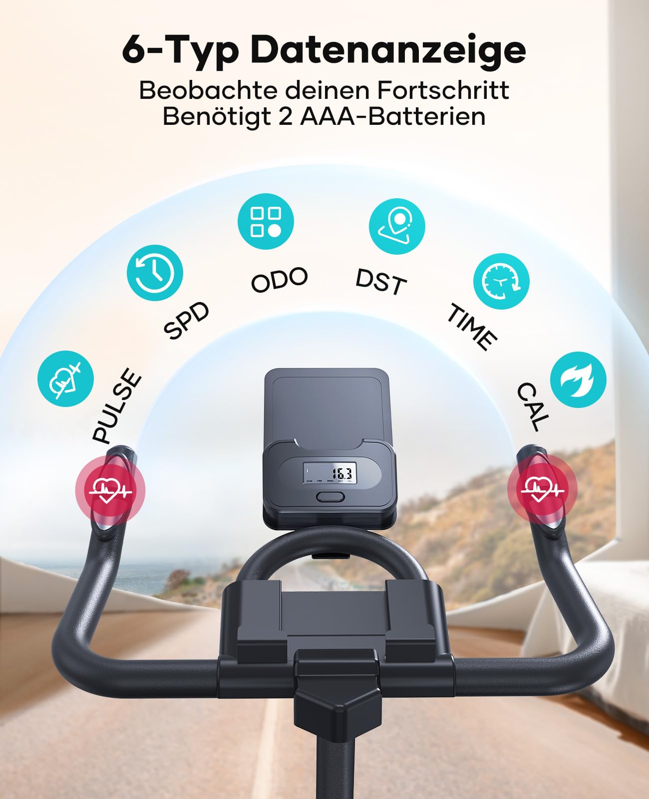 [2026 Aktualisierte] Heimtrainer Fahrrad mit APP und Herzfrequenz, Ergometer Mit Stoßdämpfungssystem, Ultraleise<20db, Einstellbarer Magnetwiderstand, 15KG Schwungrad, Hometrainer Bis 160KG