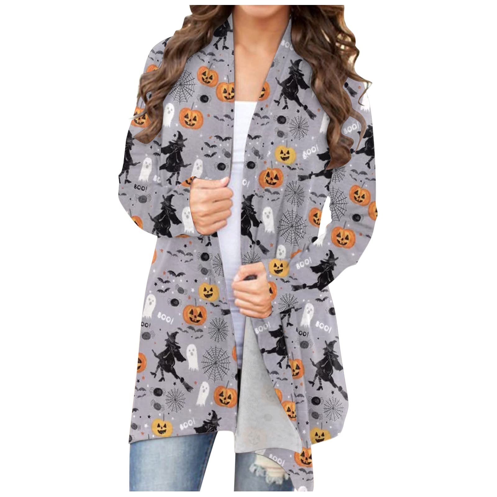 Gilet Femme à Motif Fantôme Halloween - Cardigan Chaud D'automne, Style Décontracté Et Festif, Grande Taille Disponible - 5