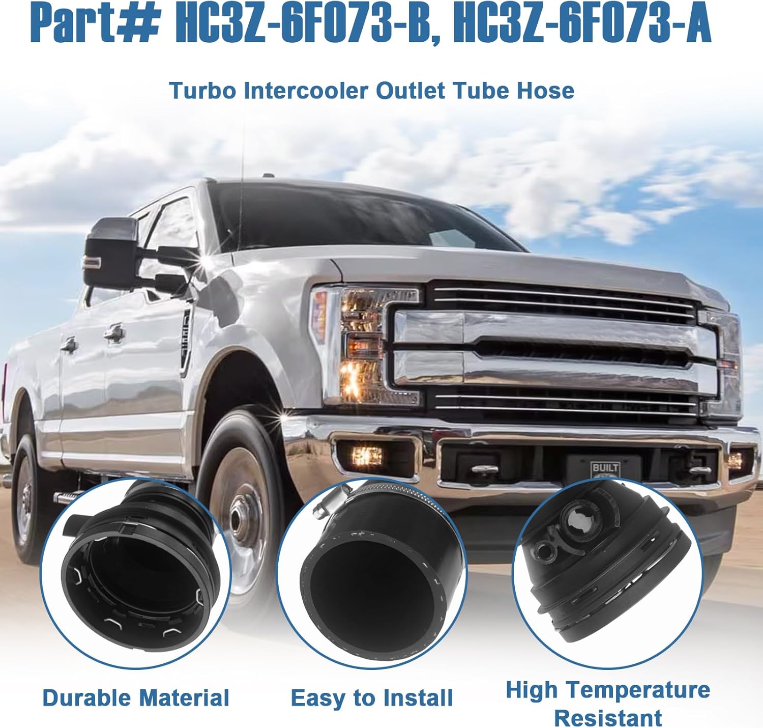 Turbo Intercooler Outlet Tube Hose Pipe Replacement for Ford Super Duty (2017-2019) F-250 F-350 6.7L Power Stroke Diesel Part# HC3Z-6F073-B, HC3Z-6F073-A