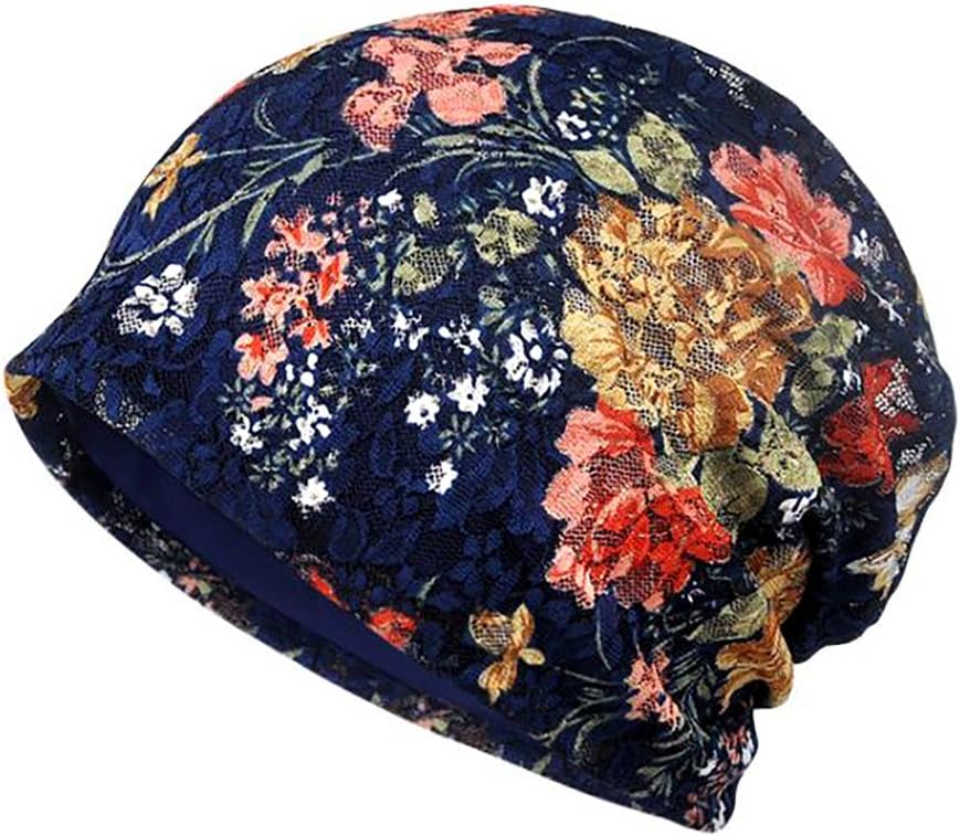 Floral Lace Beanie Hat Chemo Cap Stretch Slouchy Turban Headwear