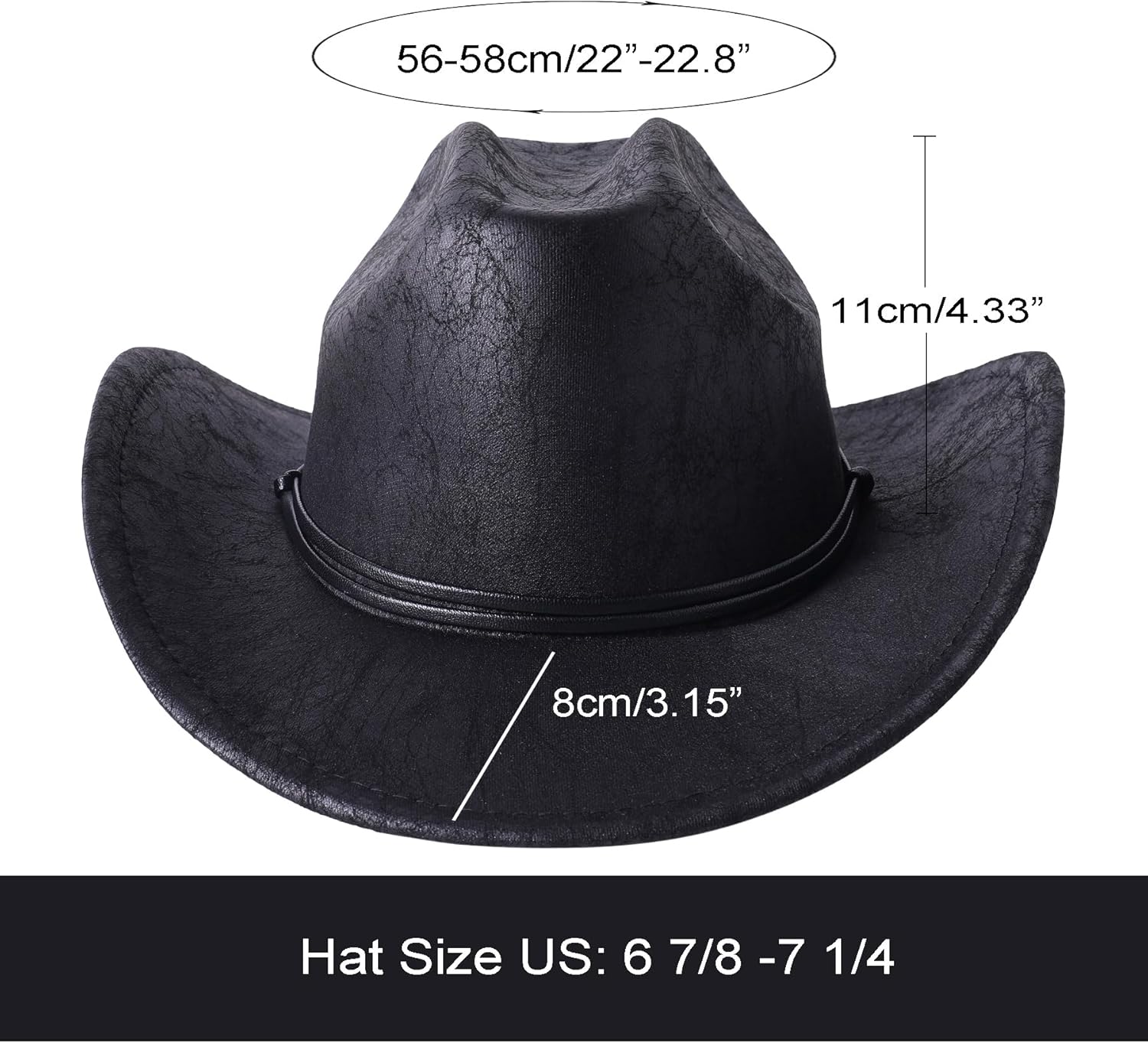 Lanzom Women Men Western Hat Cowboy Hat Cowgirl hat Wide Brim Hat with Lanyard - Image 3