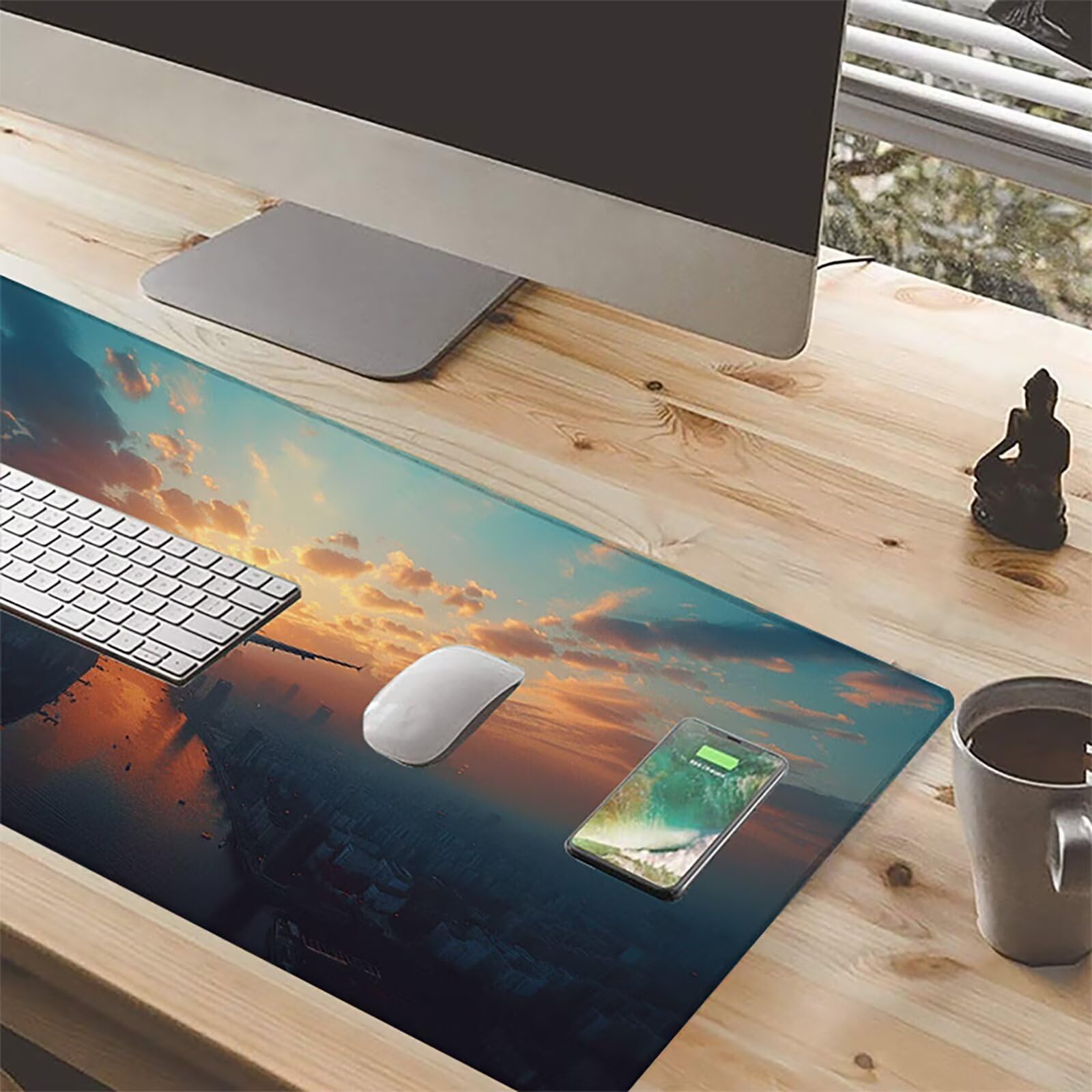 Aereo Tappetino Mouse XXL 1200x600 mm Tappetino Mouse Giallo Gomma Antiscivolo Sottomano Scrivania, Migliora Precisione e Velocità Mouse Pad per Ufficio Gaming Accessori Scrivania, Regalo Uomo, M-3