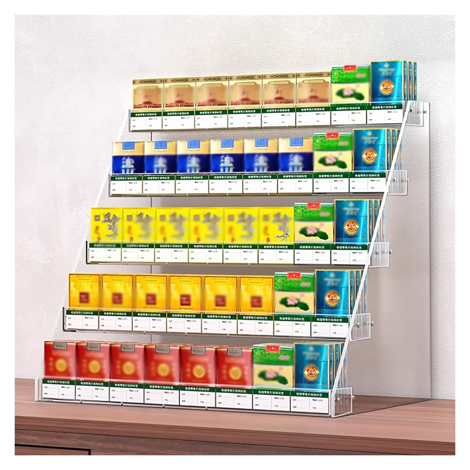 Amazon.com: 超市貨架儲物架丙烯酸階梯式設計檯面煙盒架超市香煙架5 層超市便利店香煙架(尺寸:31.1 x 28.3 x 39.5 公分:  工業與科學