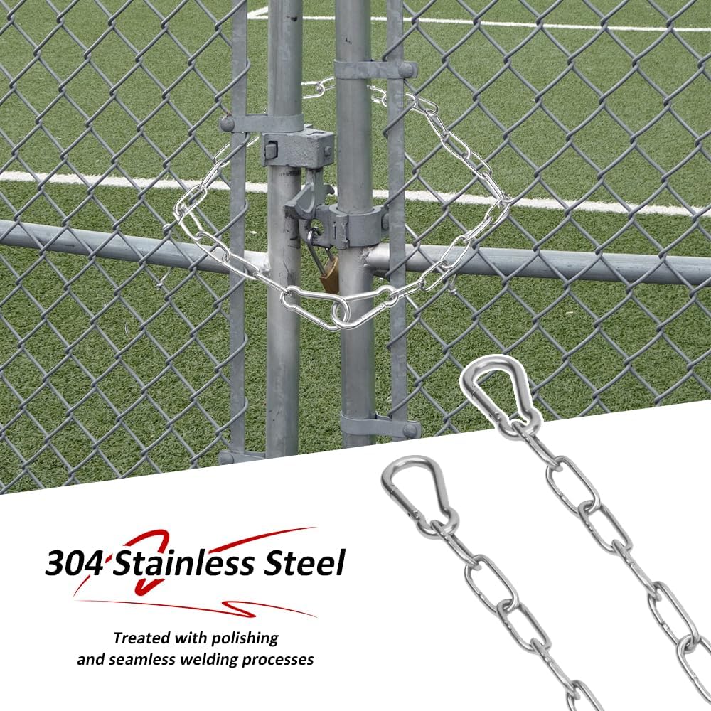 40 Inch Gate Chain Lock, 1 Pack Stainless Steel Gate Chain Lock, Gate Chain for Garden, Yard, and Farm Use Outdoor Fence, for Pet Cages, Dog Horse Goat Cow Corral Supplies, Heavy Duty Hanging Chains