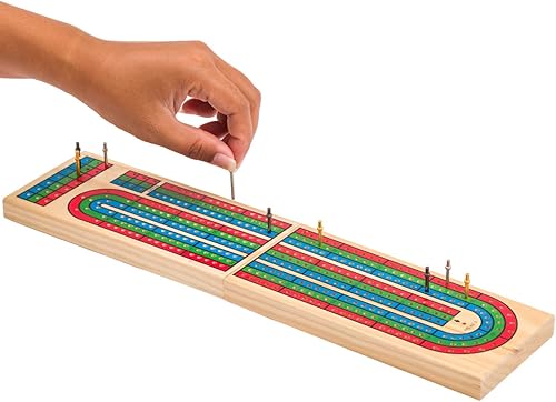 Miniatura 6 de Regal Games Juego de mesa Cribbage con almacenamiento, divertido juego de mesa con tablero de madera para adultos y niños, 9 clavijas de metal,