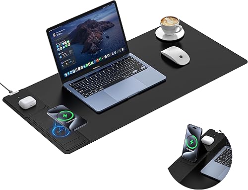 Miniatura 13 de TopMade - Alfombrilla de mouse con carga inalámbrica, tapete de escritorio grande de 31.5" x 15.75", alfombrilla de mouse para juegos RGB, tapete de