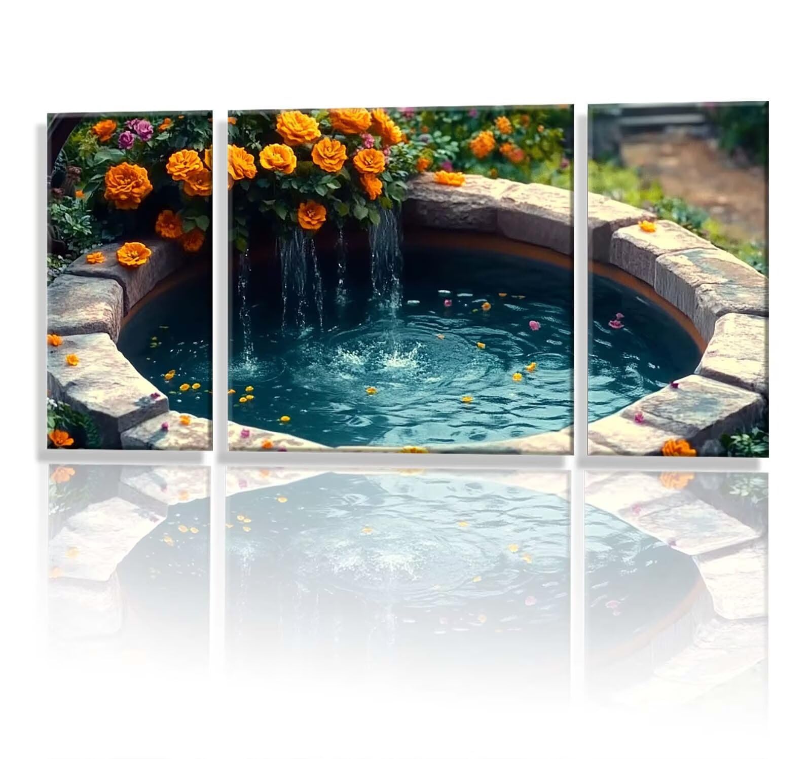 3 Pezzi Dipingere con i Numeri adulti, Paint by Numbers Fiore Pozzo antico, Kit Lavoretti Creativi, Kit Pittura Acrilica Fai-da-Te, con Pennello, Decorazioni Casa 70x140cm (Senza Cornice) y1s-898