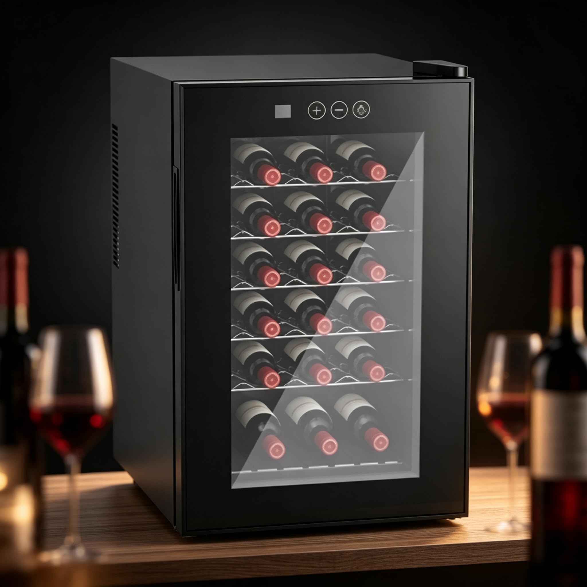 18 Bottle Wine Fridge, Freestanding Wine Refrigerator, Mini Wine Cooler
