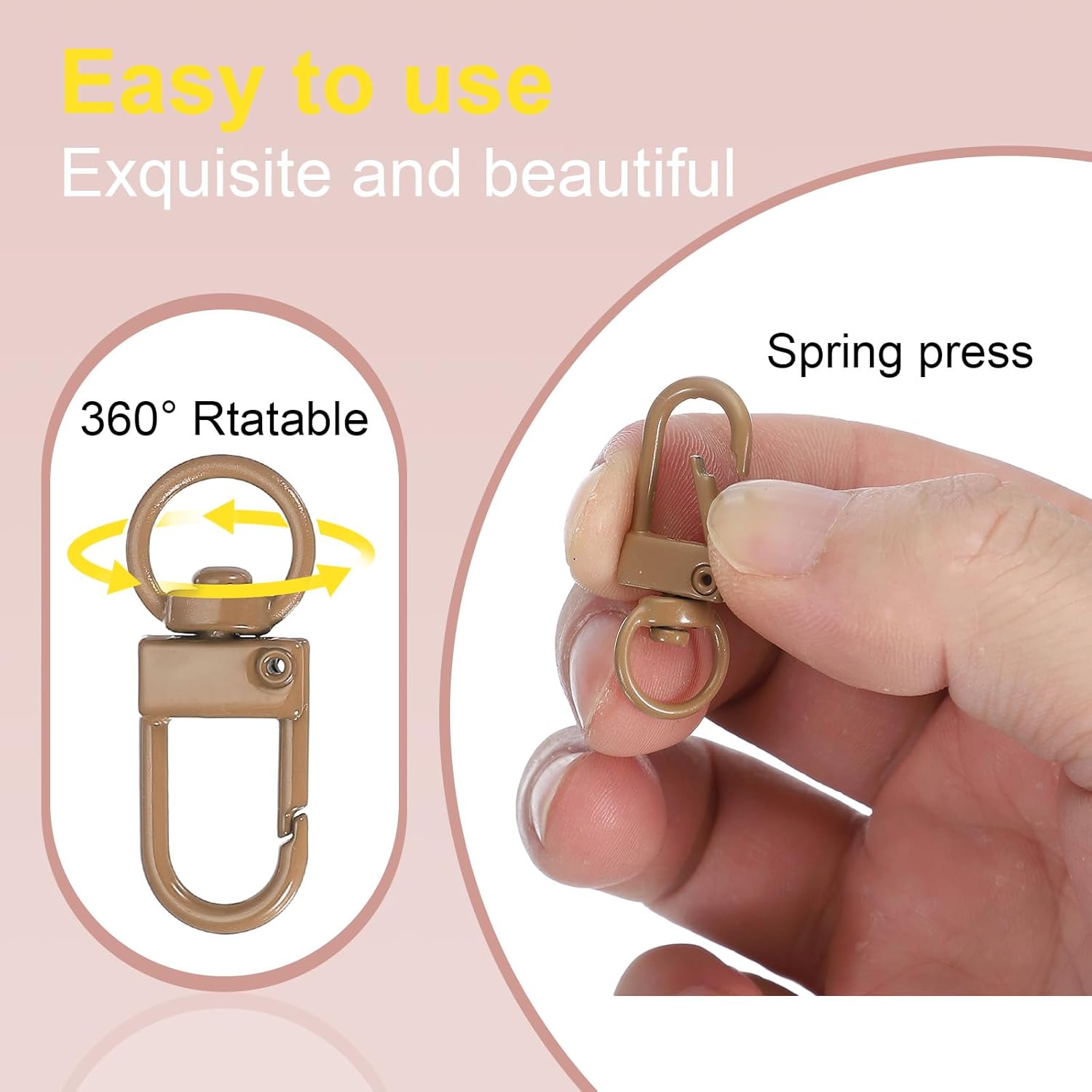 uxcell 30pcs Metal Lobster Claw Clasps, Swivel Lanyards Trigger Snap Hooks Keychain Strap with Key Ring for Jewelry Making Purse Bag Key Chains Connector, Light Brown - Image 4