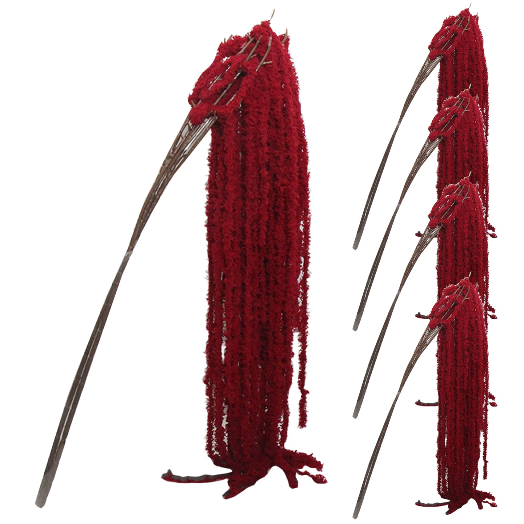 Hperu Red Amaranthus Artificial Flower, 5Pcs 51 Inch Real Preserved Dried Amaranthus Hanging Flowers - Artificial Flower For Wedding Arch Home Wall Decor, Burgundy