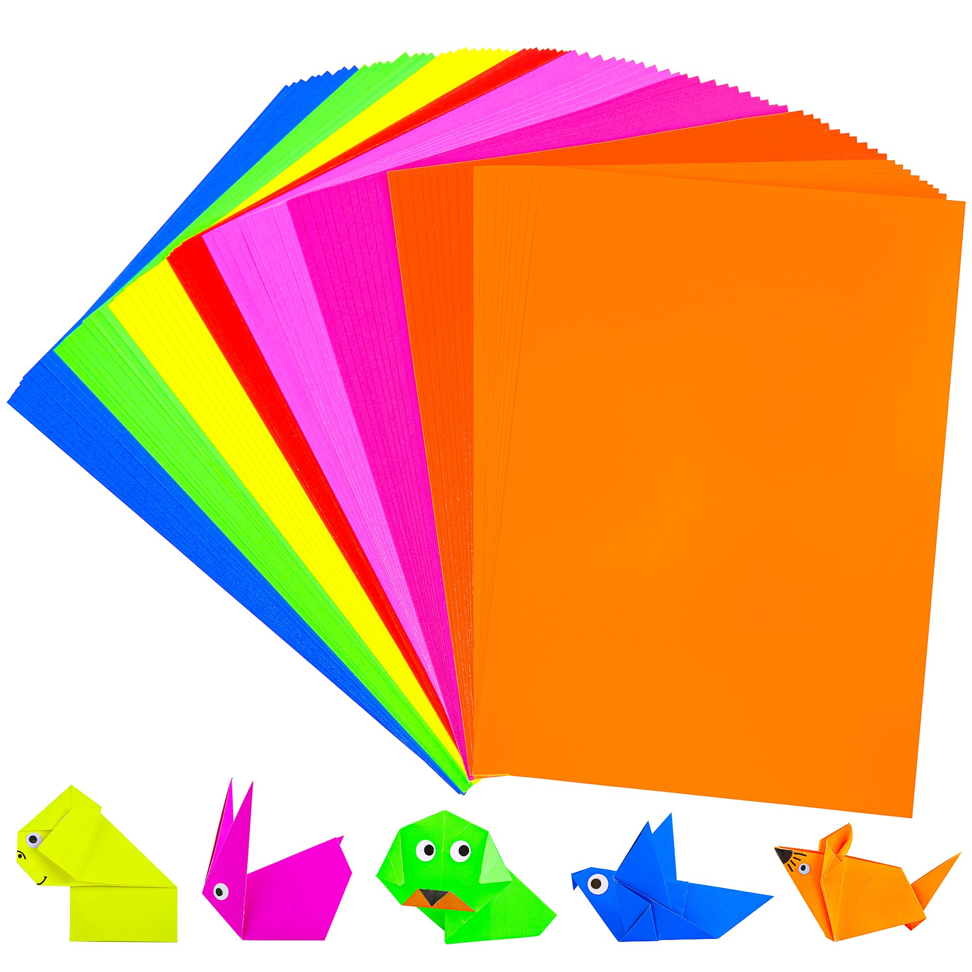 80 Sheets Fluorescent Coloured Cardstock, 8 Colours Art Crafts Construction Paper