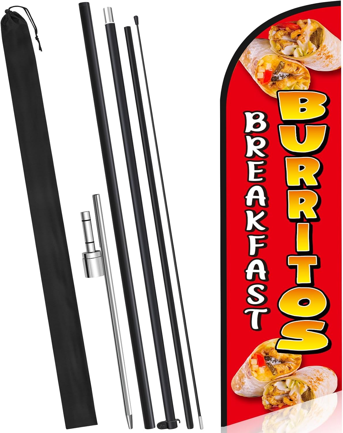 HunnmingRe 15ft Boiled Peanuts Feather Flag Pole Kit 3 x 11.5 ft Boiled Peanuts Flag Banner Sign with Pole Kit Ground Stake Storage Bag for Outdoor Business Advertising Snack Farmers Market