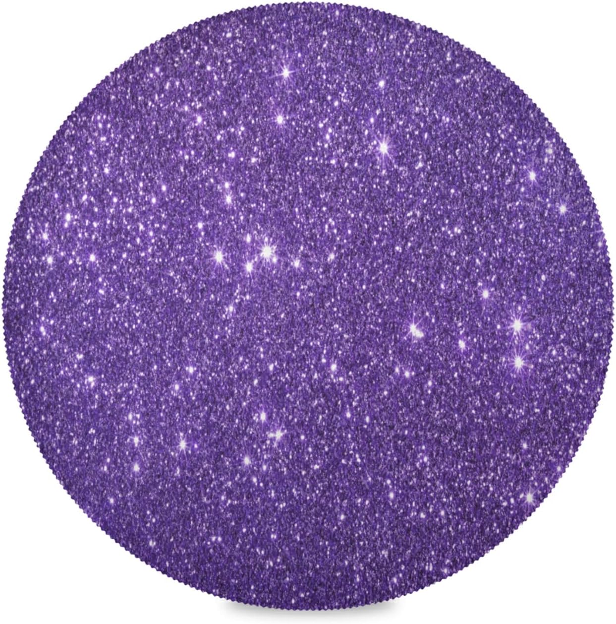 Round Placemats Purple Sparkly Bling Placemats Purple Sparkly Bling Place Mat Set of 6 Table Mats 15.4 inch for Kitchen Dining Table Holiday Party-OB