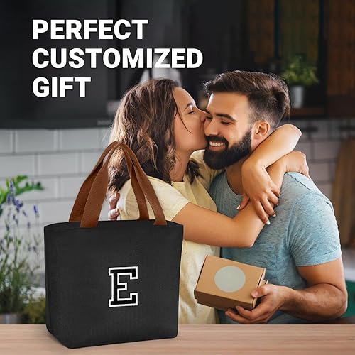 Miniatura 8 de Bolsa de almuerzo para mujer, lonchera aislada para hombres, lonchera pequeña con monograma para adultos, bolsas enfriadoras de almuerzo portátiles