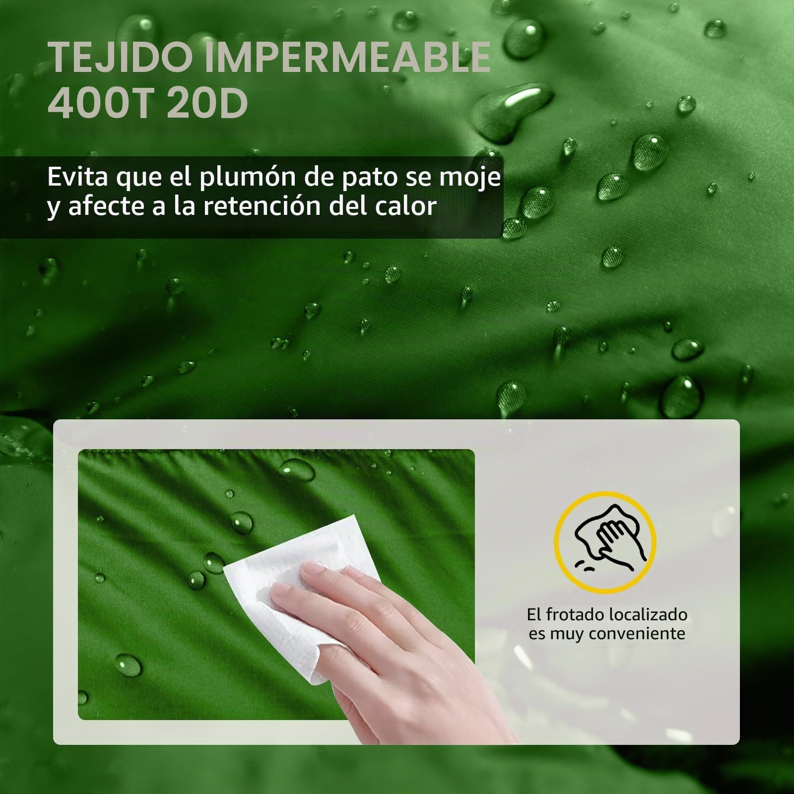 Saco de Dormir de plumón, Ultraligero y cálido. Apto para Adultos Durante Las Tres Estaciones. Saco de Dormir Compacto, Ideal para Senderismo, Excursionismo y Camping.