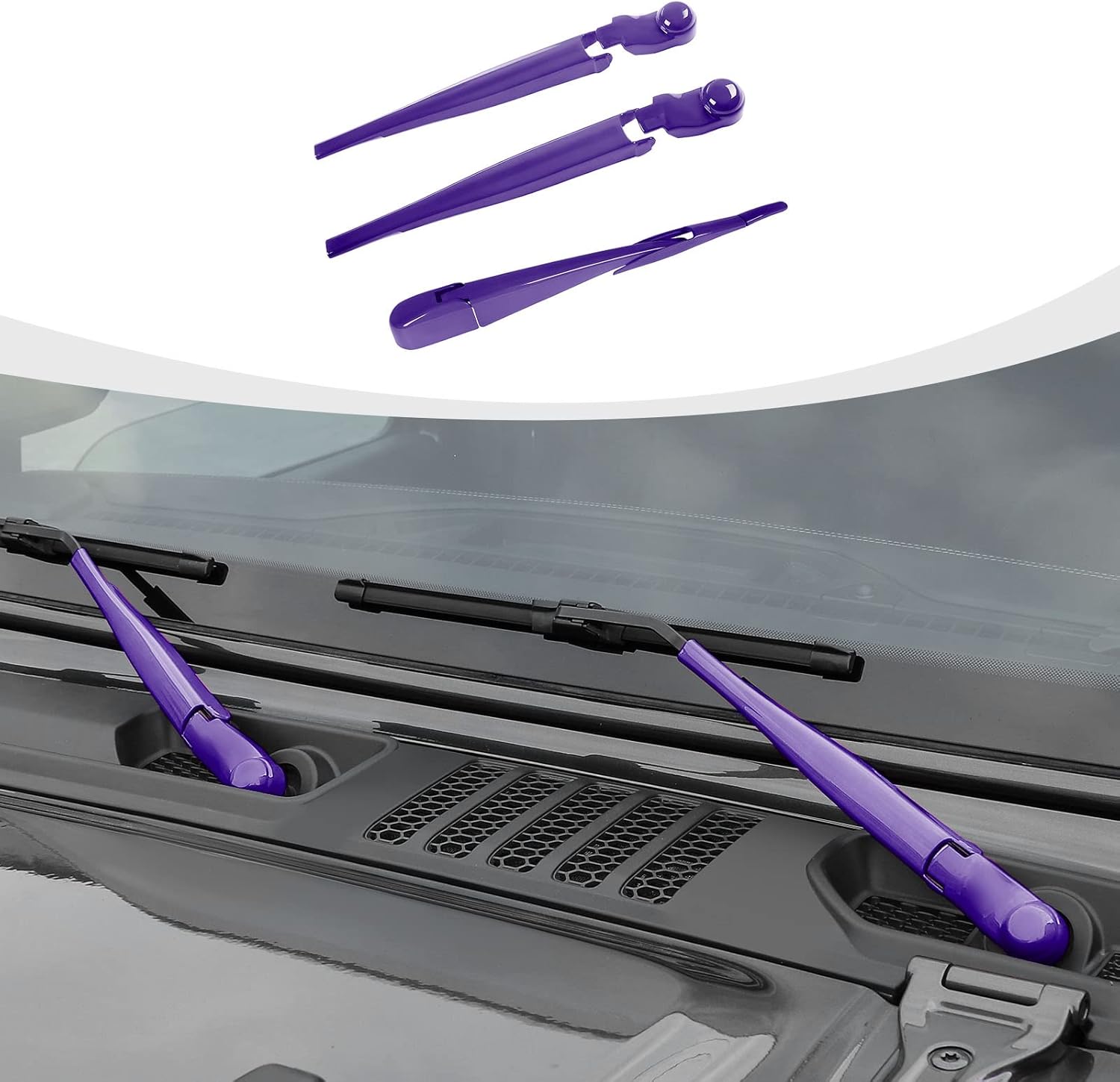 JL Front & Rear Window Wiper Blades Trim, Windshield Wiper Blade Cover Compatible with 2018-2023 Jeep Wrangler JL JLU & Gladiator JT, Red