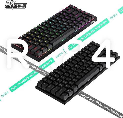 Miniatura 8 de RK ROYAL KLUDGE RK84 80% RGB Triple Modo BT5.02.4GTeclado mecánico con intercambio rápido, teclado inalámbrico de 84 teclas, Bluetooth para juegos,