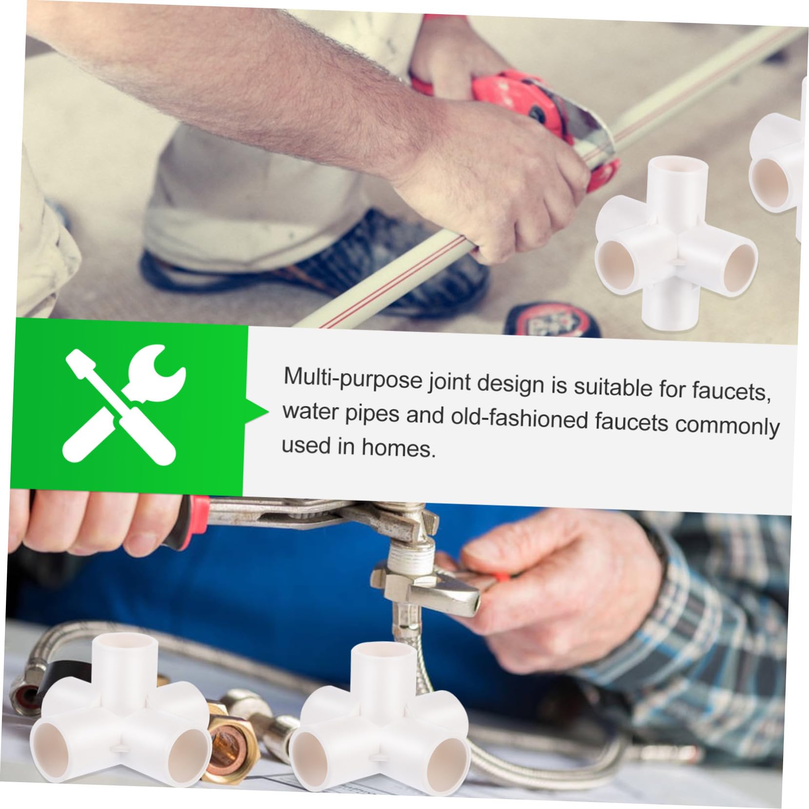 Gatuida 20 Pezzi Raccordi per Tubo Acqua in PVC 5 Vie Design Multifunzionale Facile da Usare per Riparazione e Sostituzione in Casa Bianco 20mm