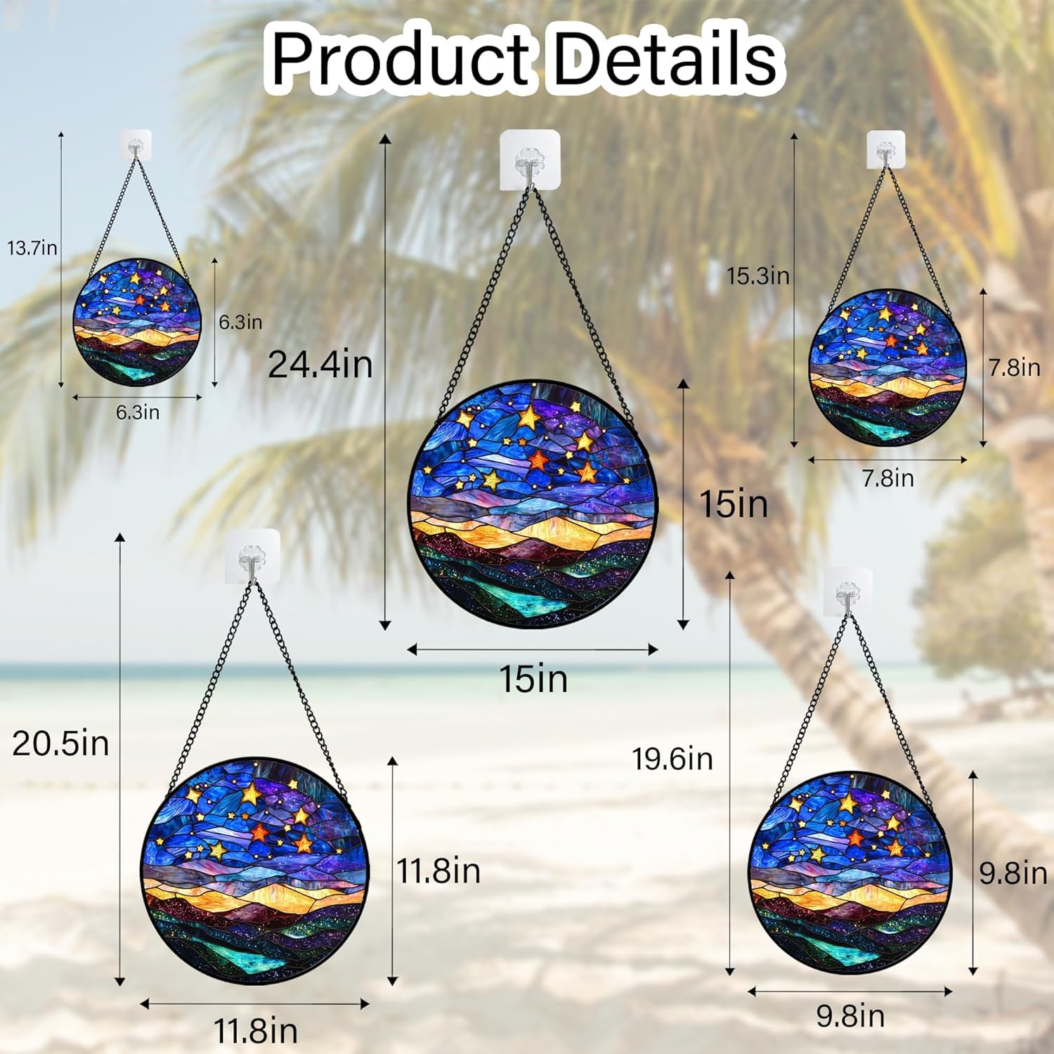 Atrapasueños colgante para ventana de vidrieras, 7.9 x 7.9 pulgadas, redondo, decoración artística de vidrio para el día de la madre, regalos de cumpleaños para mujeres, atrapasueños decorativo para