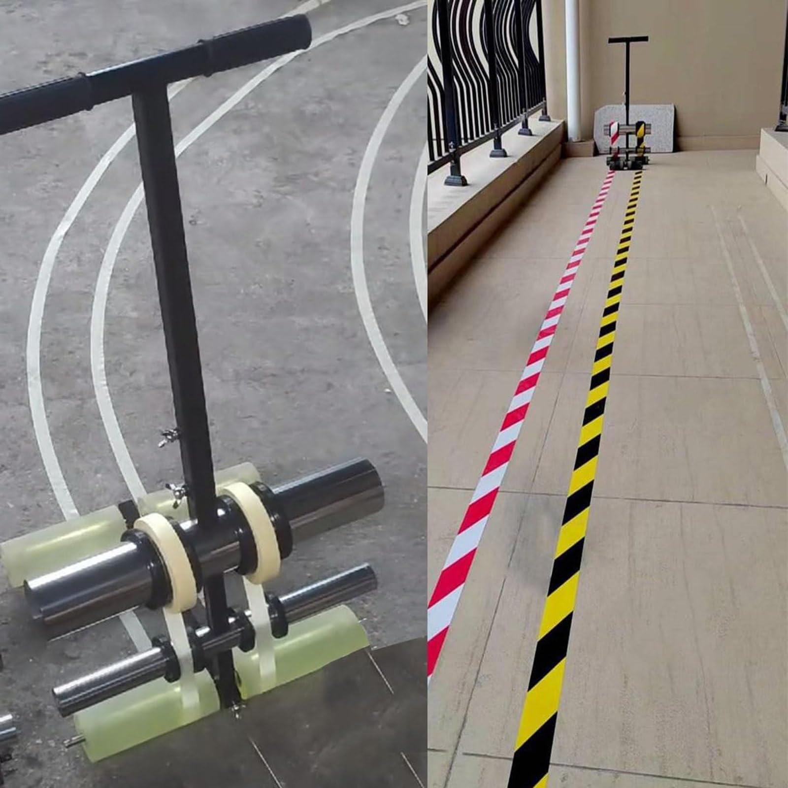 Kit de marcado de cancha de baloncesto para hormigón, máquina de marcado de cinta de empuje manual, herramienta de marcado de suelo de empuje manual para marcado de línea/pintura en aerosol