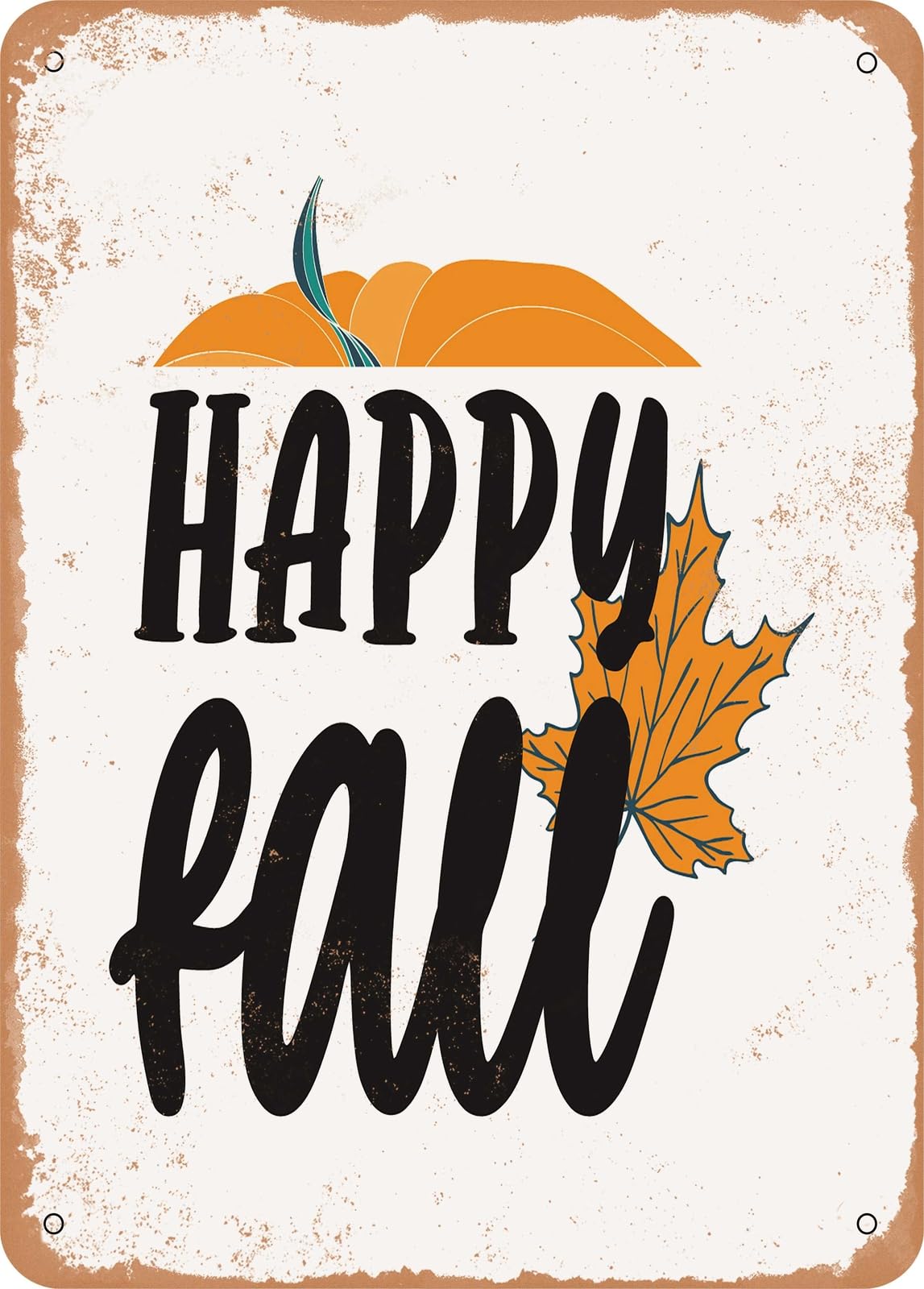 Miaomansenstore Metal Sign - Happy Fall - 5 - Vintage Rusty Look Home Decor