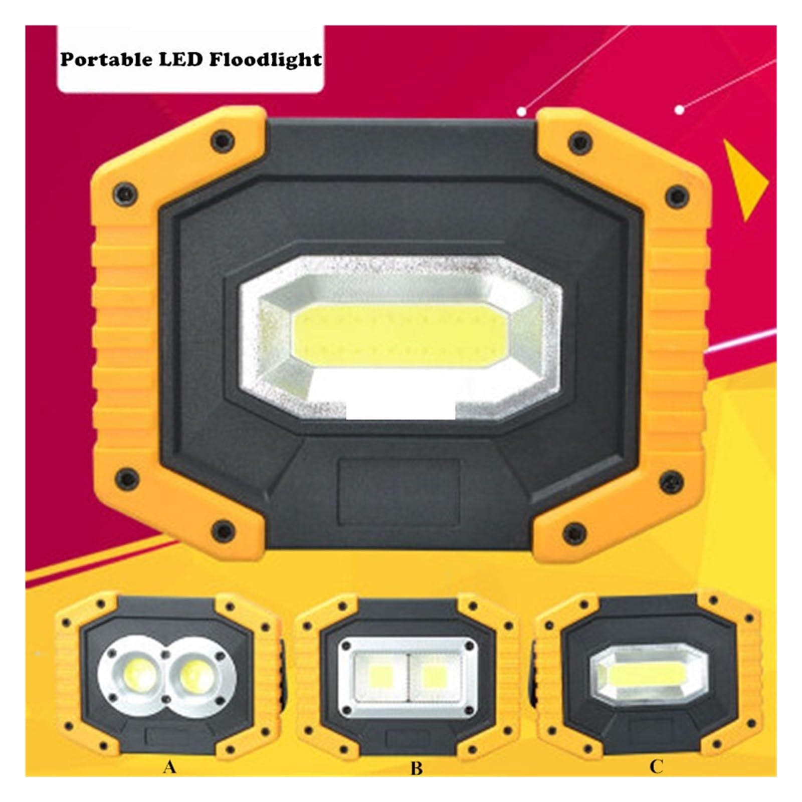Fari da esterno, luci esterne, Proiettore LED COB Portatile 20W Luce Di Inondazione Ricaricabile Lampada Di Emergenza Esterna Torcia Elettrica Acquisto Opzionale Batteria 18650 ,per porta d'ingresso,
