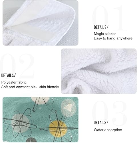 Miniatura 5 de Boccsty Toallas de cocina colgantes con patrón moderno de mediados de siglo, 2 piezas de estilo retro de los años 50, toallas atómicas de baño de