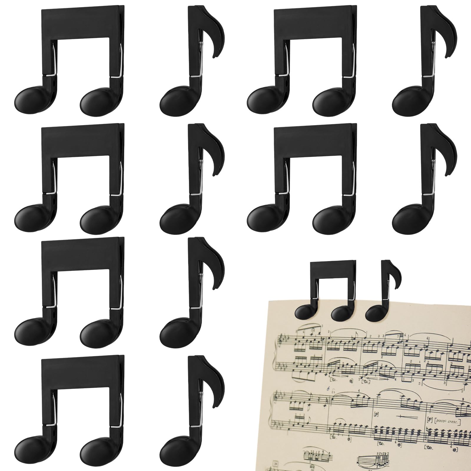 Maitys 12 Pcs Music Sheet Clips Note Shaped Book Page Holder Clip for Gifts